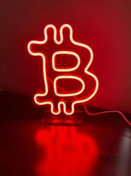 Handmade Bitcoin Red Neon Desk Light Sign | Great Gift for Crypto Lovers