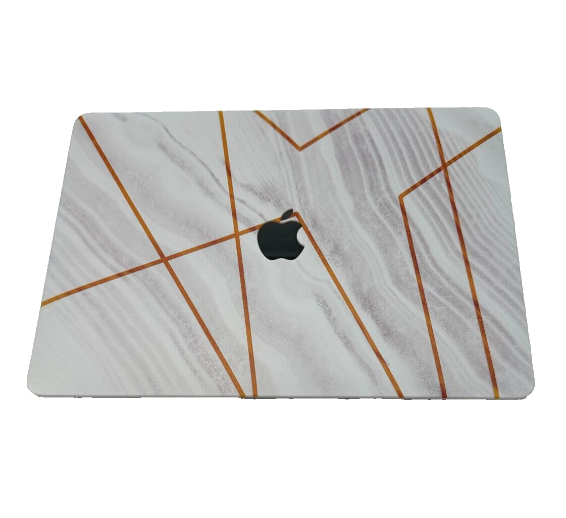 For MacBook New Pro 13" Hard Shell Cover-Lines of Gold on Gray w/Keyboard cover