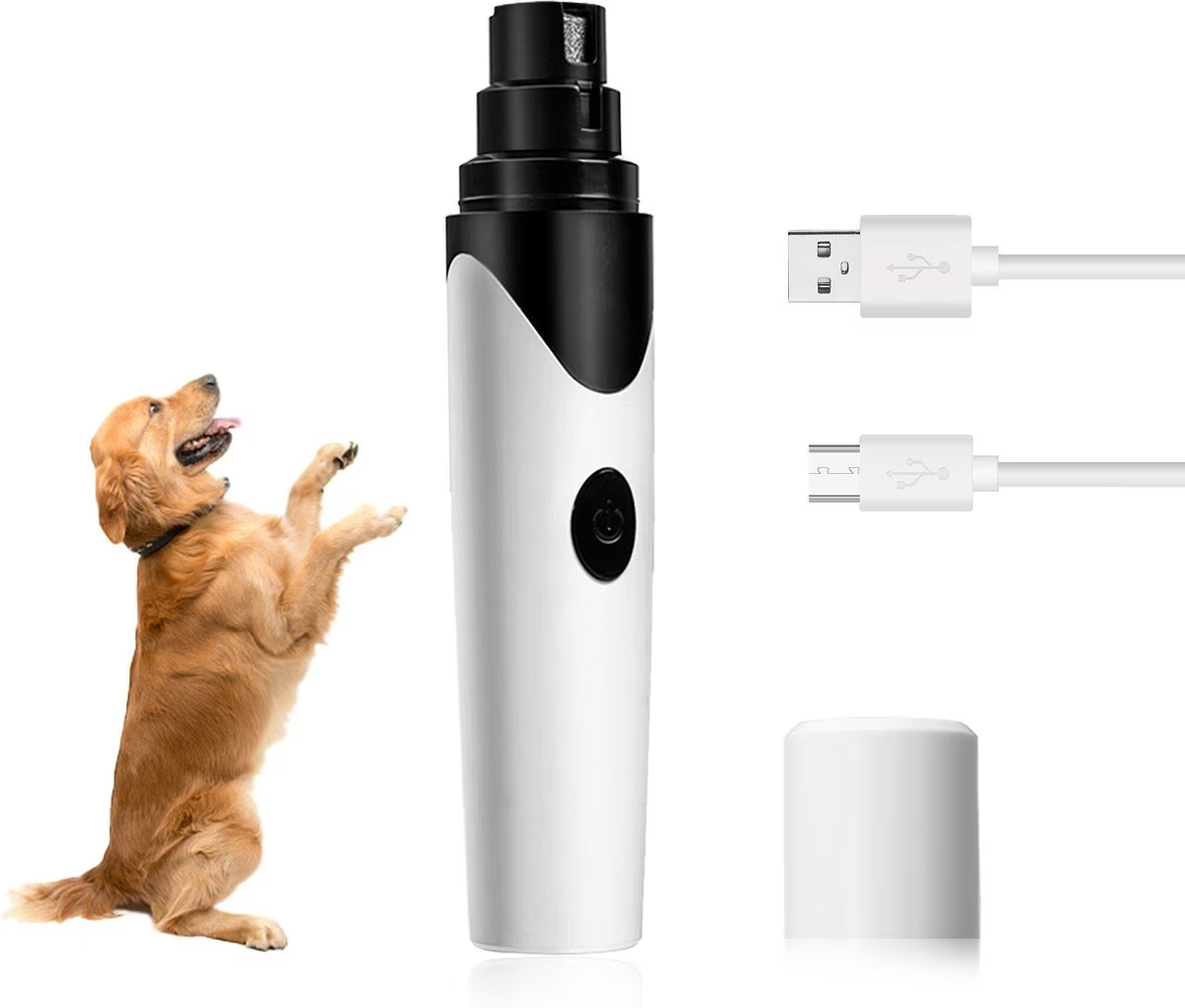 Bousnic Dog & Cat Nail Grinder, White- For All Breeds, Long Battery Life