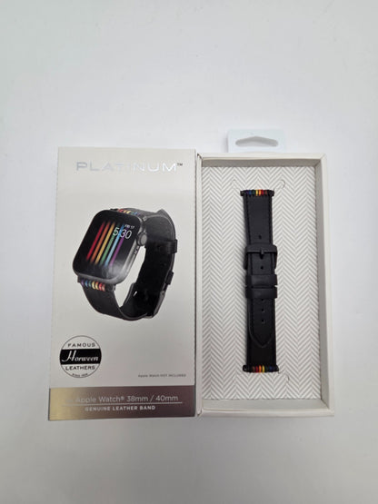 Platinum Black Leather Apple Watch Pride Band 38/40mm