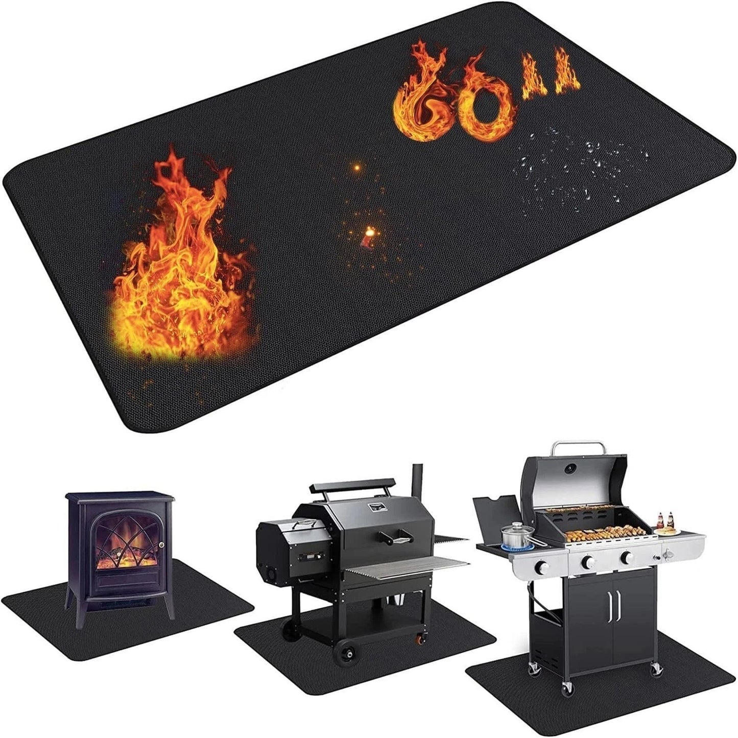 UBeesize Large 60 x 35 inches Under Grill Mat for Outdoor Grill,Double-Sided Fir