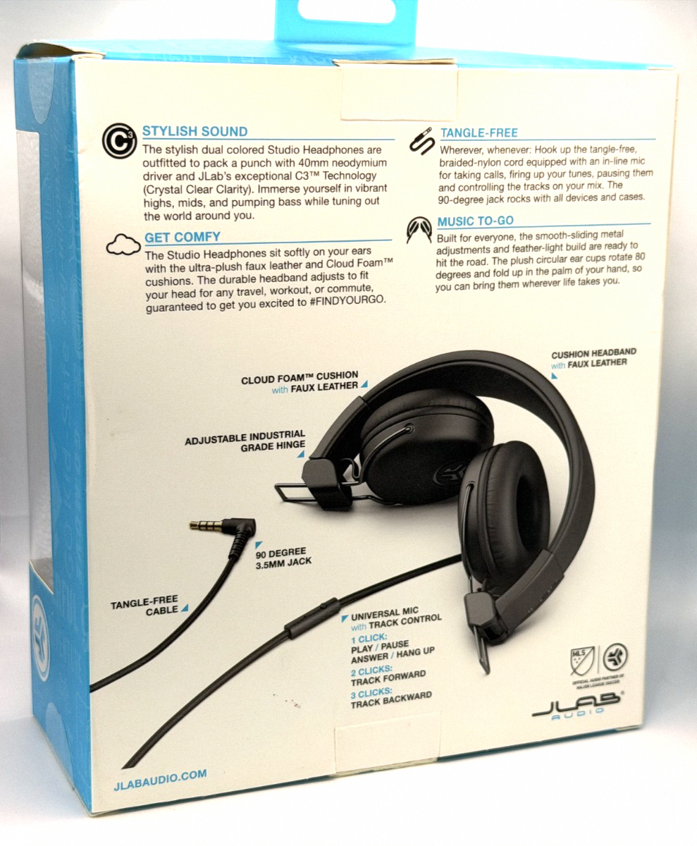 JLab Audio Wired On-Ear Headphones - Black
