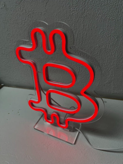 Handmade Bitcoin Red Neon Desk Light Sign | Great Gift for Crypto Lovers