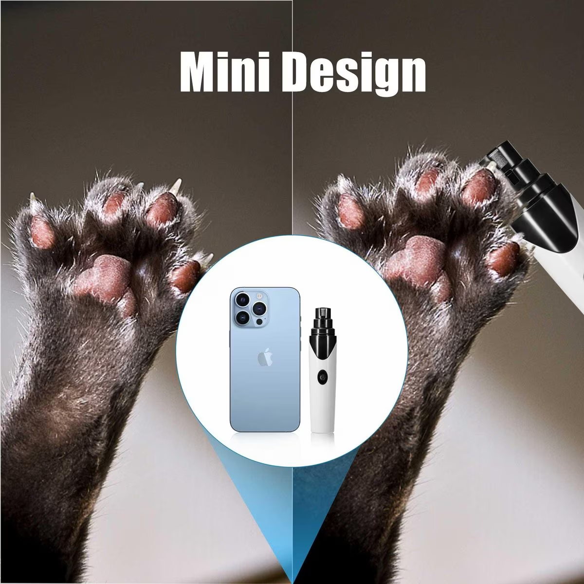 Bousnic Dog & Cat Nail Grinder, White- For All Breeds, Long Battery Life