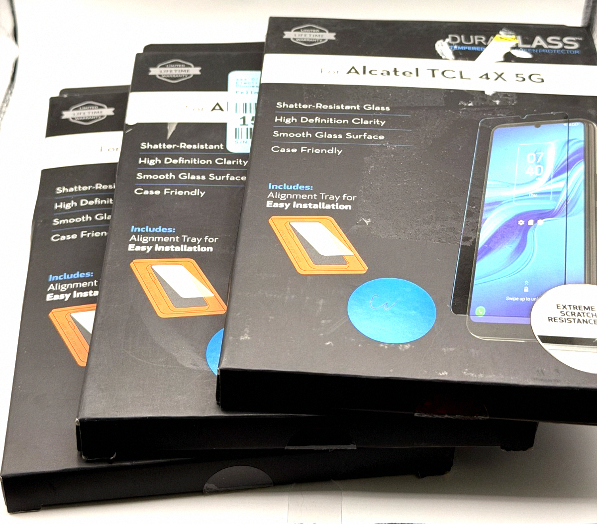 New Alcatel TCL 4X 5G: DuraGlass Tempered Glass Screen Protector | PACK OF THREE