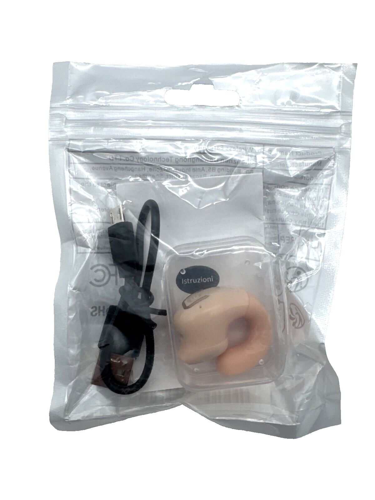 Unbranded ~ Peach colored ~ Wireless Single Bluetooth Earbud with Cable in Bag