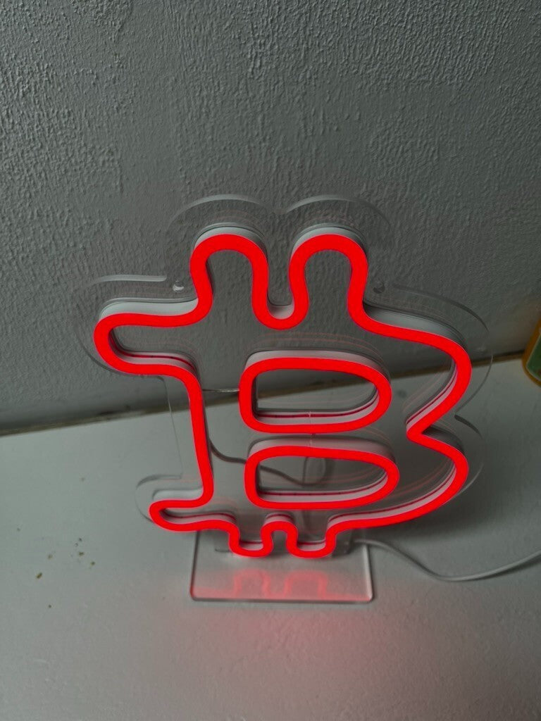 Handmade Bitcoin Red Neon Desk Light Sign | Great Gift for Crypto Lovers