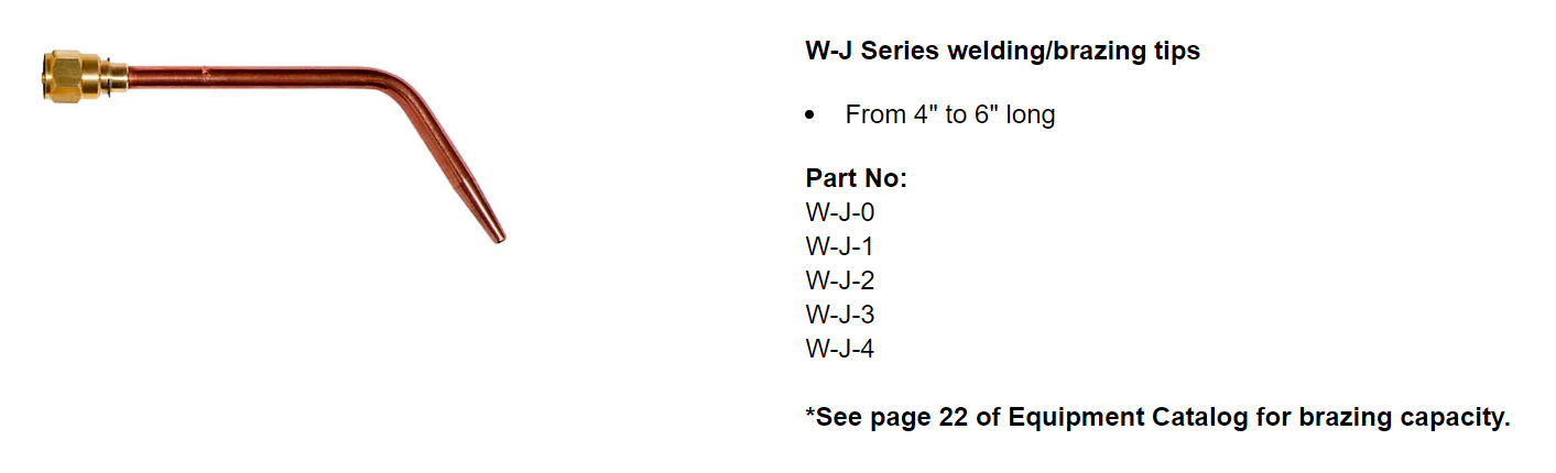 Goss Oxy-Acetylene Brazing & Welding Tip W-J-2 for Victor 3033-2 - NEW