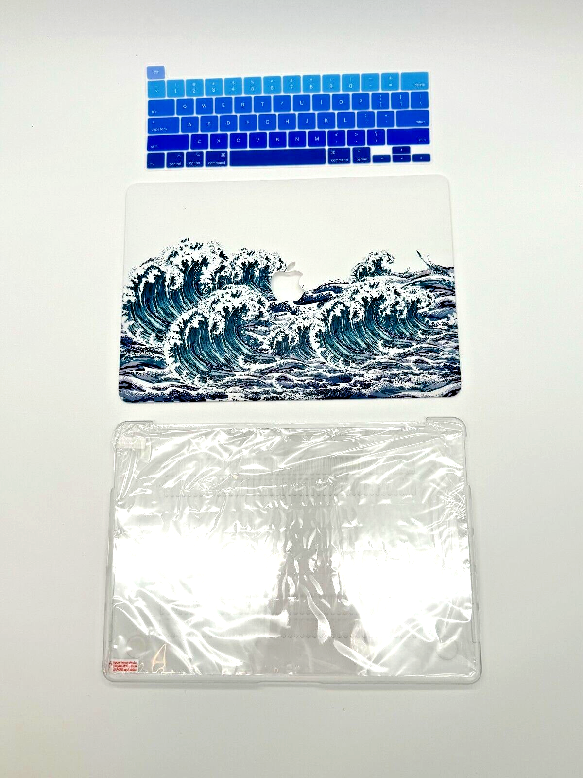 For New Pro 13" Hard Shell Cover - Blue & White - Catch a wave w/keyboard skin