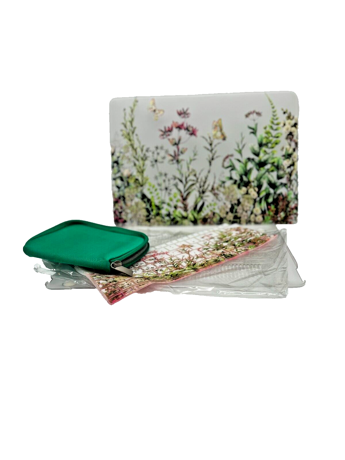 Mac Book New Air 13 inch Hard Shell Cover - Butterfly Garden/Clear w/accessories