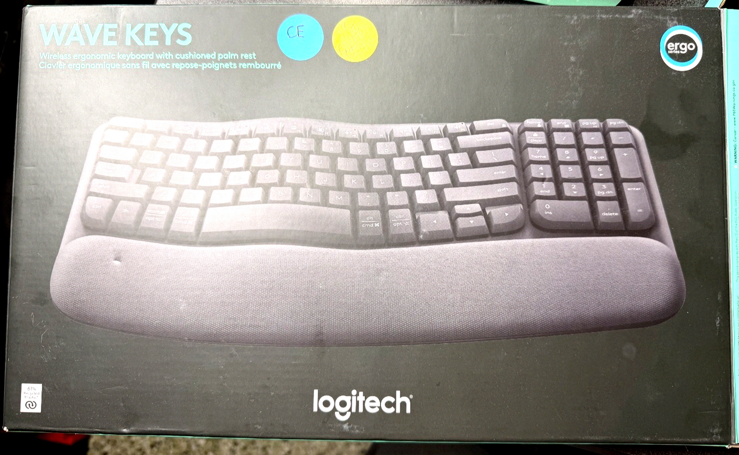 Logitech Wave Keys Wireless Ergonomic Keyboard - Graphite US English | Read Desc