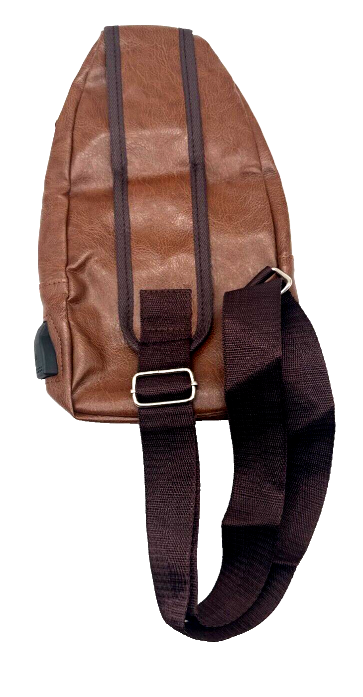 Light Brown - Unisex, Imitation Leather, USB Accessible, Shoulder Bag