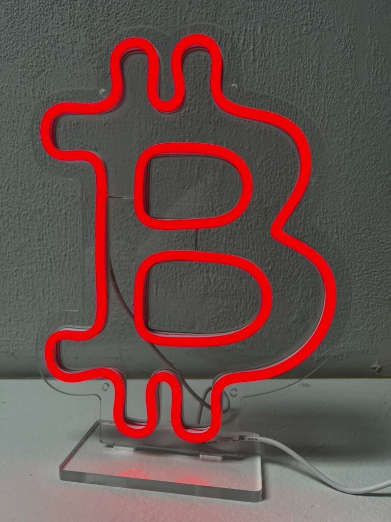 Handmade Bitcoin Red Neon Desk Light Sign | Great Gift for Crypto Lovers