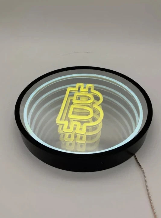 Large Bitcoin 3D Infinity LED Neon Sign | Tunnel Light | 12" Diameter | Gift