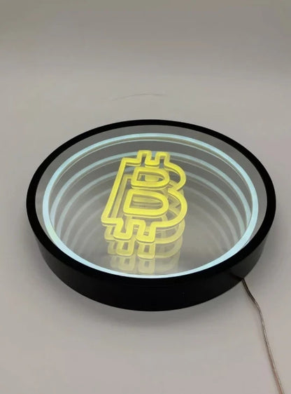 Large Bitcoin 3D Infinity LED Neon Sign | Tunnel Light | 12" Diameter | Gift