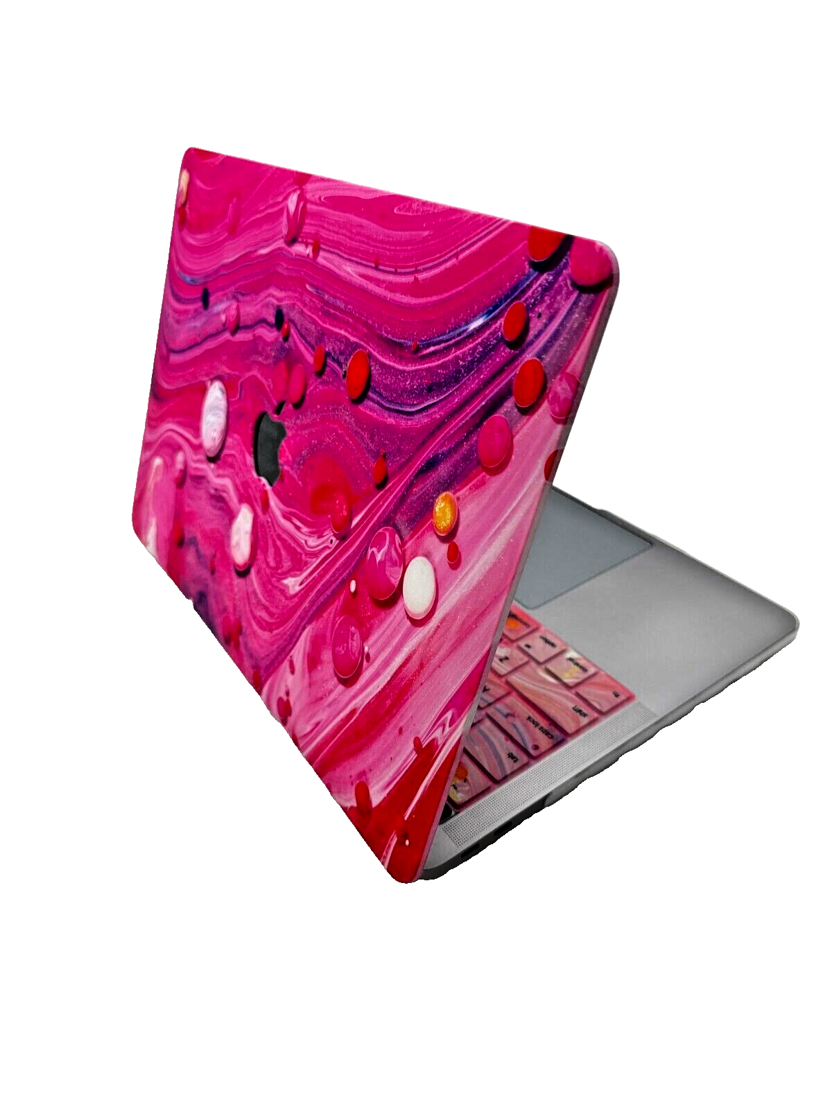 For MacBook New Pro 13" Hard Shell Cover - Swirly Vibrant Pink w/Keyboard cover