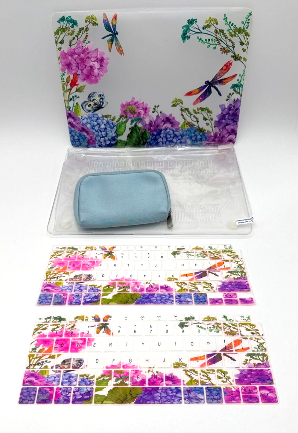 MacBook New Air 13 inch Hard Shell Cover - Dragonfly Garden/Clear w/accessories