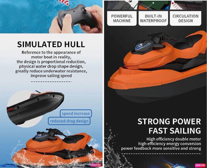 Motorboat Jet Ski, High Speed Water Surfer, Pointed Streamlined Bottom(Black)