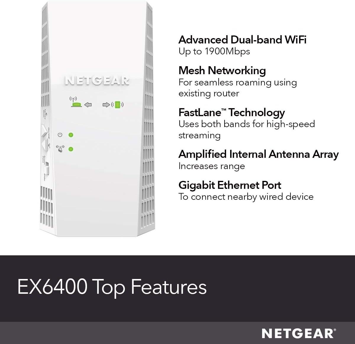 Netgear EX6400 AC1900 Dual Band WiFi Mesh Extender EX6400-100NAS