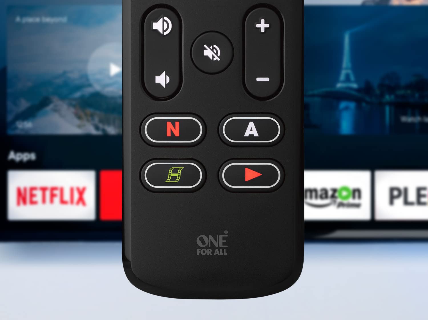 One For All Streaming Remote – Universal Remote, up to 3 Devices, Backlit, Black