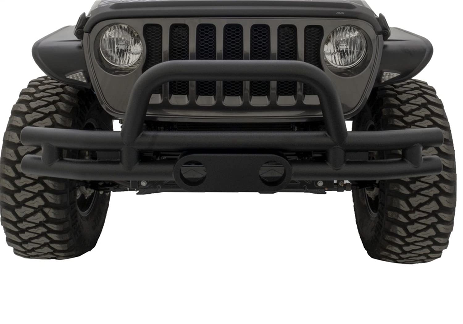 Smittybilt 3'' Double Tube Front Bumper with Hoop | Textured Black | 86620 | Fits 2007 - 2018 Jeep Wrangler JK, and 2018 - 2023 Wrangler JL, NO HARDWARE INCLUDED