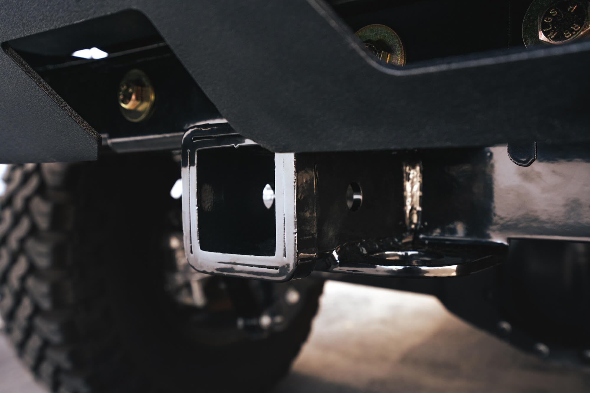 DV8 Offroad Bolt-on 2" Hitch Compatible with Jeep Wrangler JL & JK (2007-Current) | Heavy Duty Factory Frame Mounted | Flat 4-Pin Mount Included | Bolt-on Installation | Black Finish