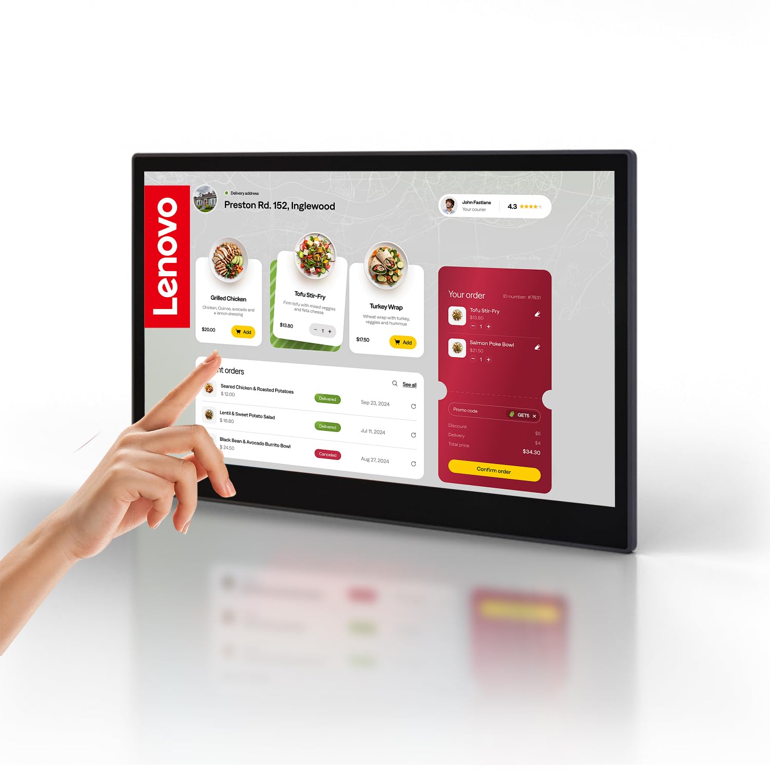 Lenovo 15.6" Full HD Capacitive Touchscreen Monitor, True Flat Design.