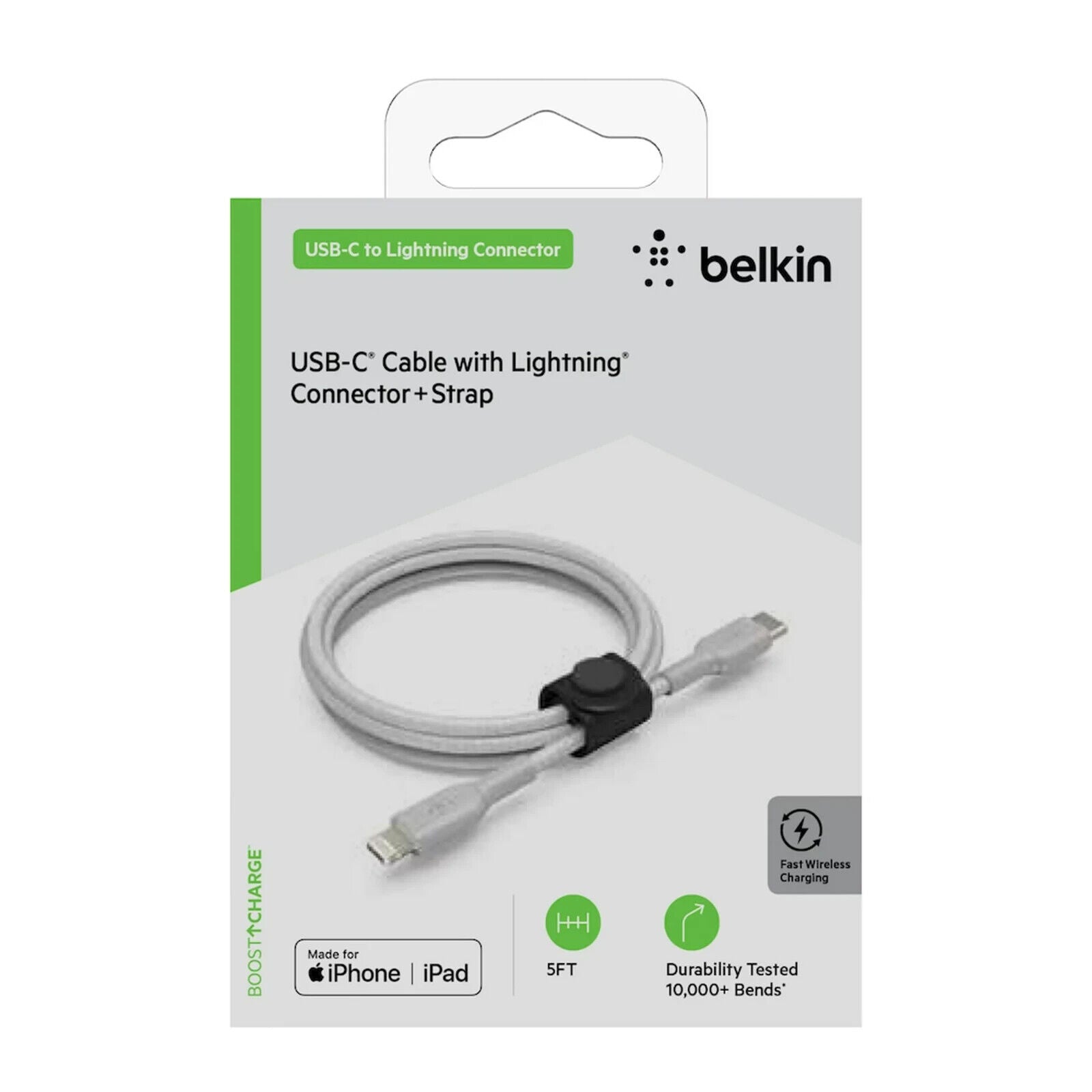 Belkin F8J280-05-SLV Braided USB-C Cable with Lightning Connector -MFI Certified
