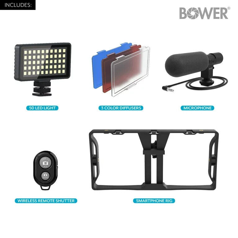 Bower Vlogger Pro Kit, WA-VLPKIT1 Ultimate Smartphone Vlogging Setup -NO FILTERS