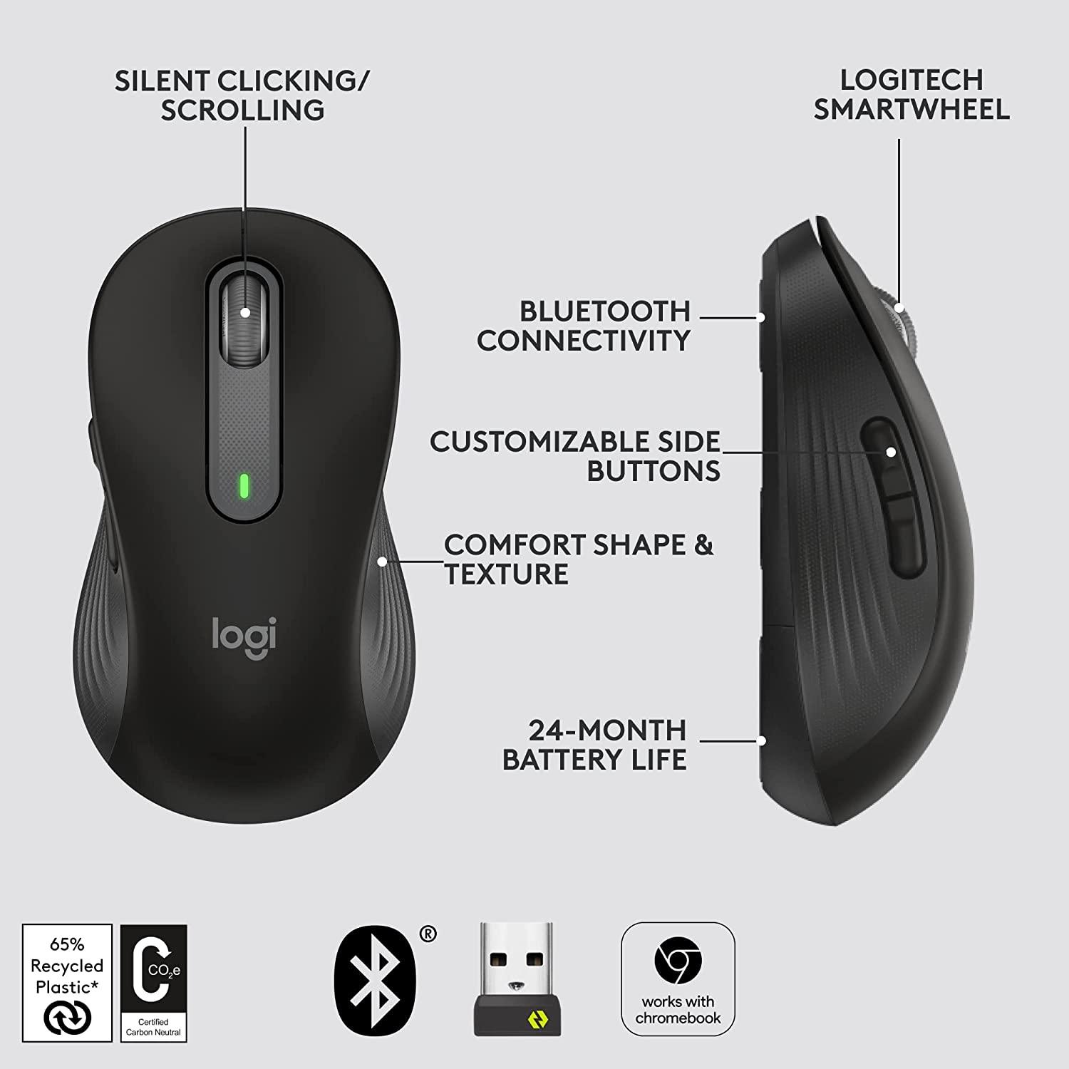 Logitech Full Size Wireless Mouse | OPTICAL Windows Mac OS Chrome OS Large-Sized