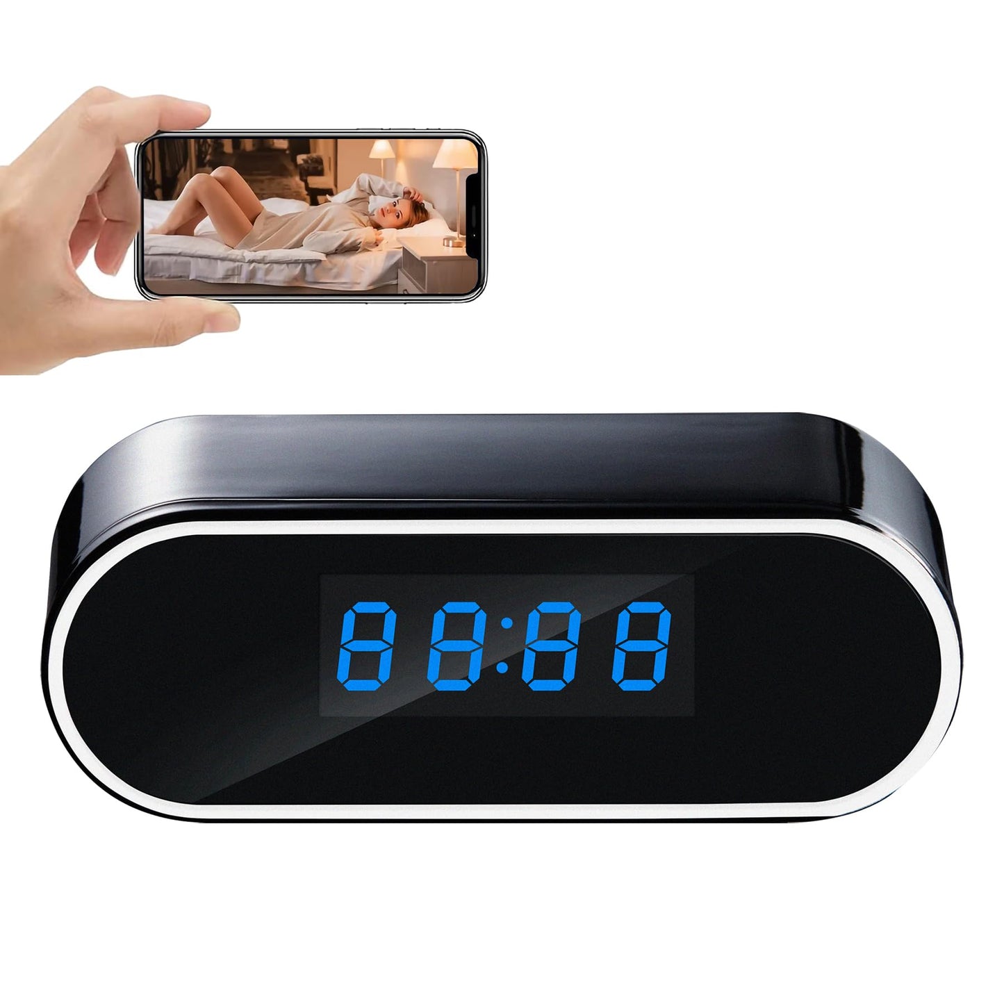 Home Security Camera HD 1080P Indoor Clock Detector, WiFi, Night Vision, Motion