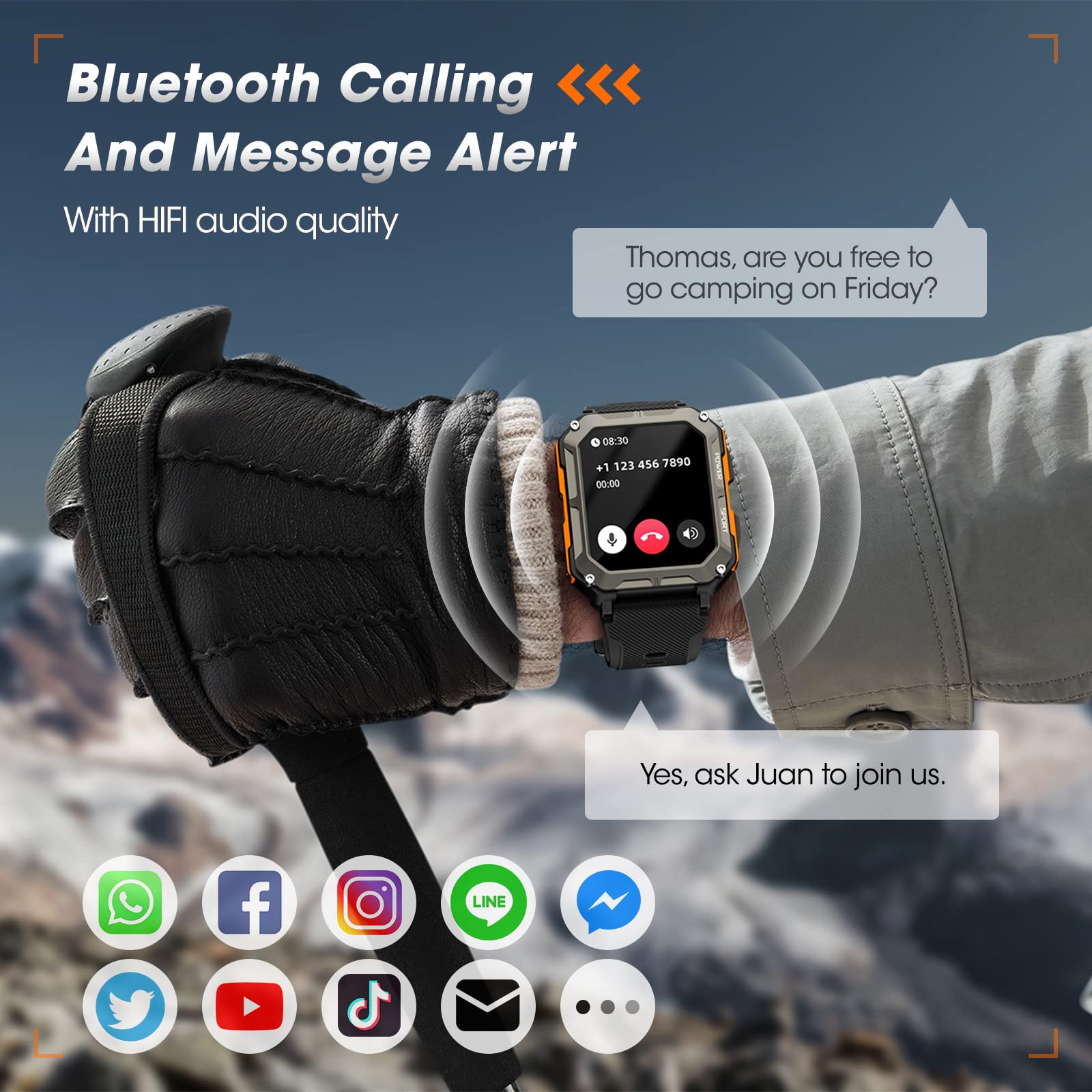 Smart Watch- Waterproof Fitness Tracker-Blood Pressure Heart Rate, Sleep Monitor