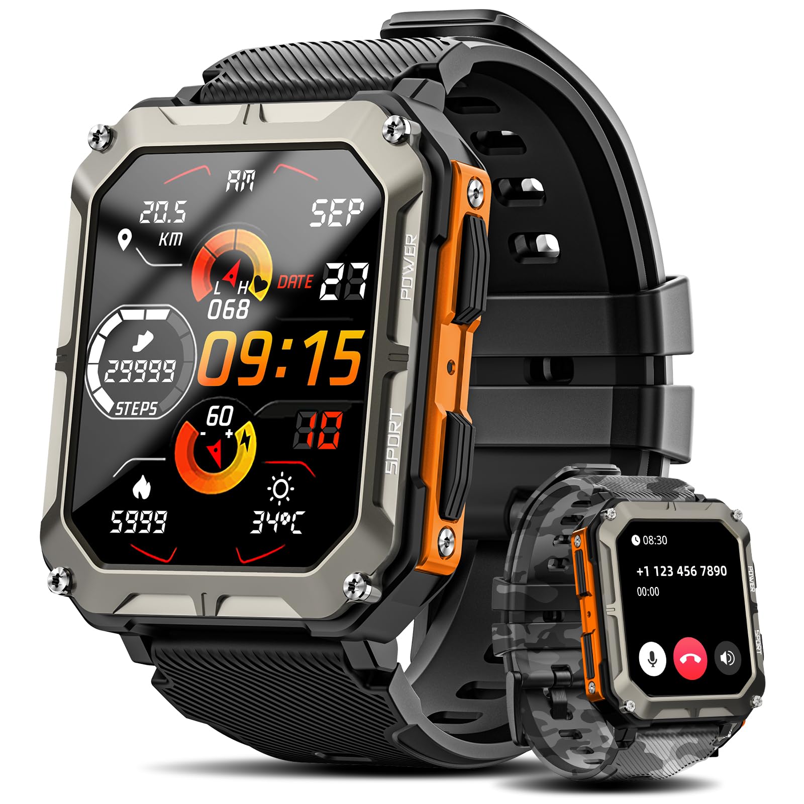 Smart Watch- Waterproof Fitness Tracker-Blood Pressure Heart Rate, Sleep Monitor