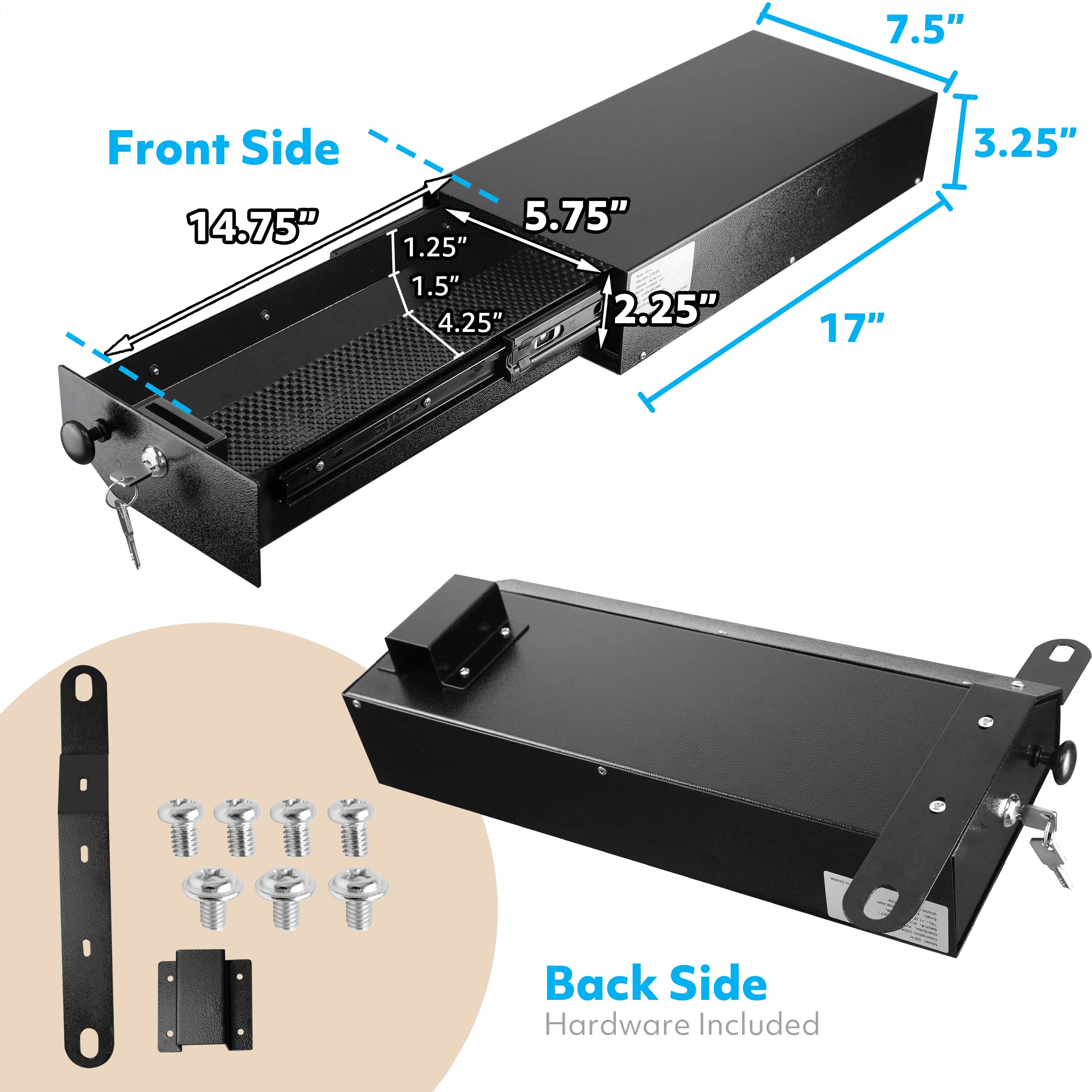 Jeep JK Lock Box Security Box - HighRock 4x4 Locking Under Seat Storage for 2007-2018 Jeep Wrangler JK - Driver Side Underseat Car Storage (Does NOT Fit 2011-2018 Wrangler JK 2-Door Models)