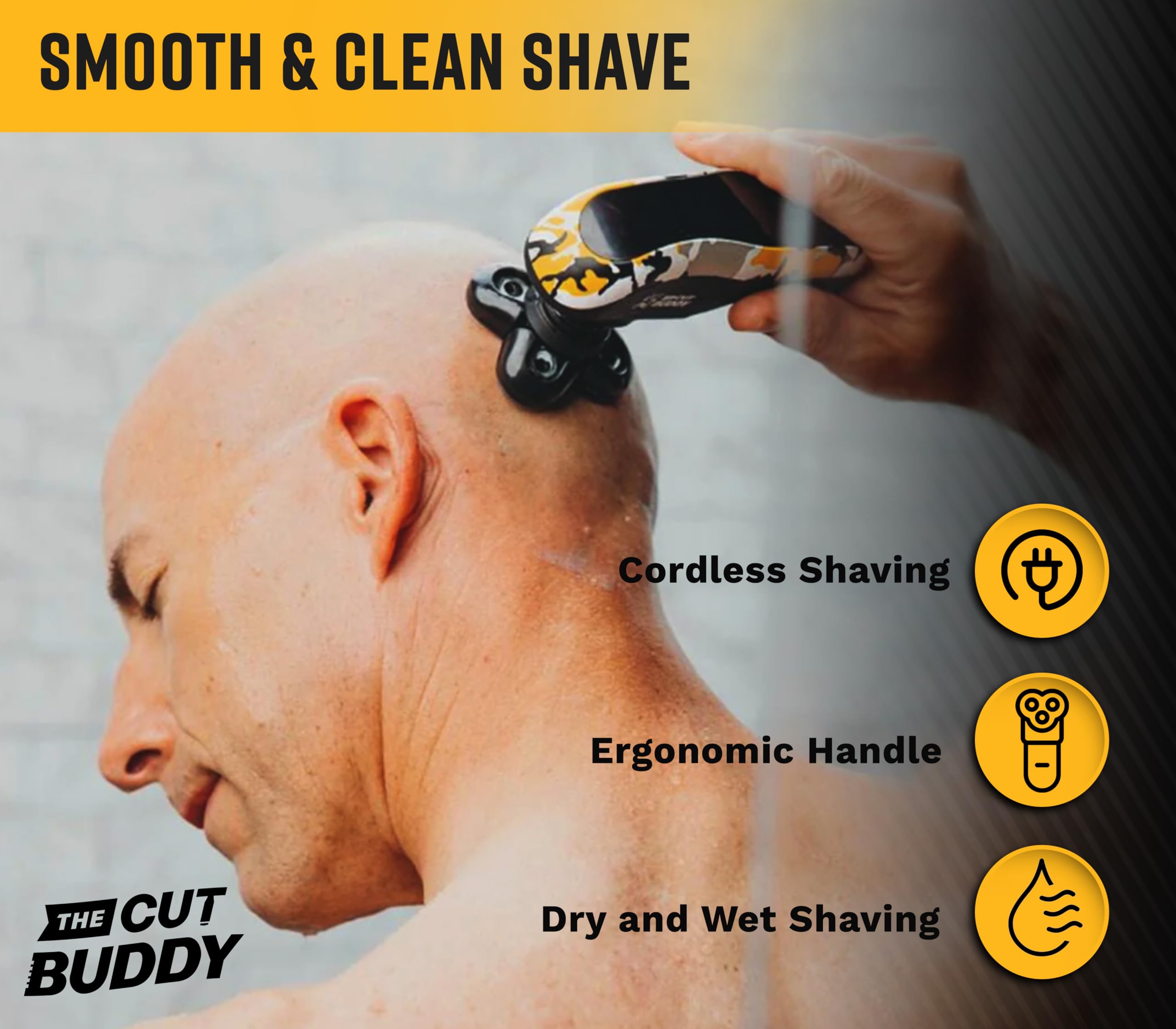 The Cut Buddy Bald Ergonomic Wet & Dry Shaver - For Head Body Back Legs Unisex