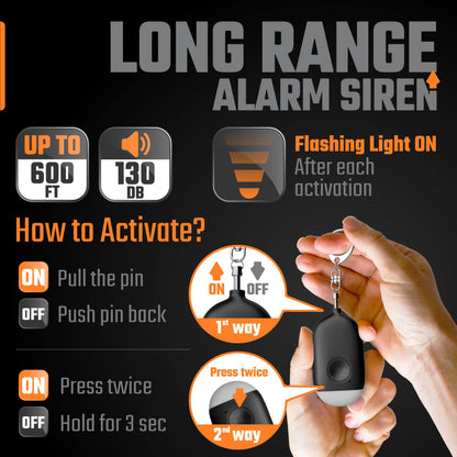 Personal Alarm Keychain - USB Rechargeable-Siren-LED Light  (Blue)