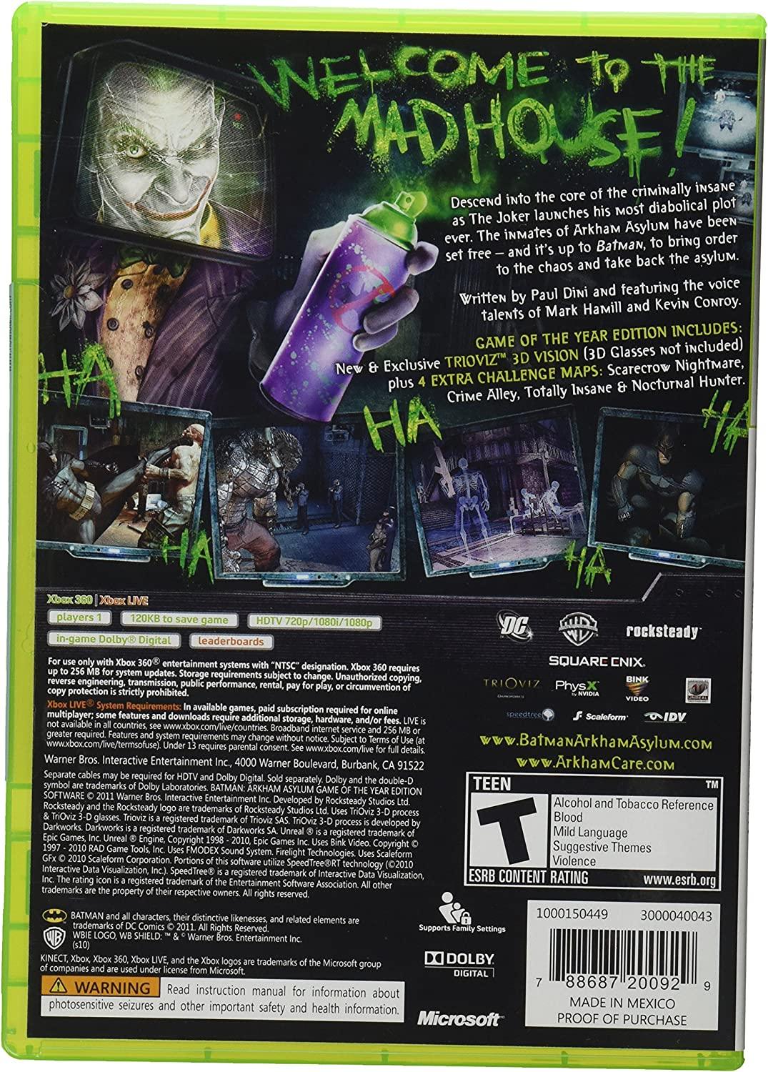 NEW! Batman: Arkham Asylum - Game of the Year Edition (Microsoft Xbox 360, 2010)