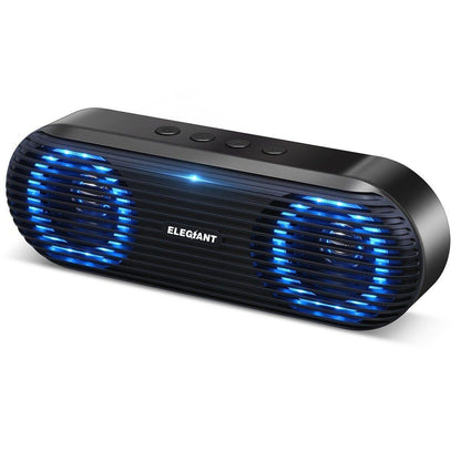 Elegiant Bluetooth 5.0 Portable Stereo Speaker, LED Lights, TF-Card/U-Disk, AUX