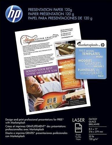 HP Color Laser Presentation Glossy Paper 95 Brightness 32lb 8-1/2 x 11 White 250