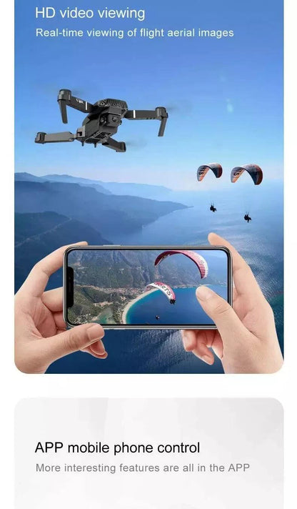 E88 Pro 4K HD Dual Camera RC WiFi Portable Wide Angle Foldable Quad Drone - NEW