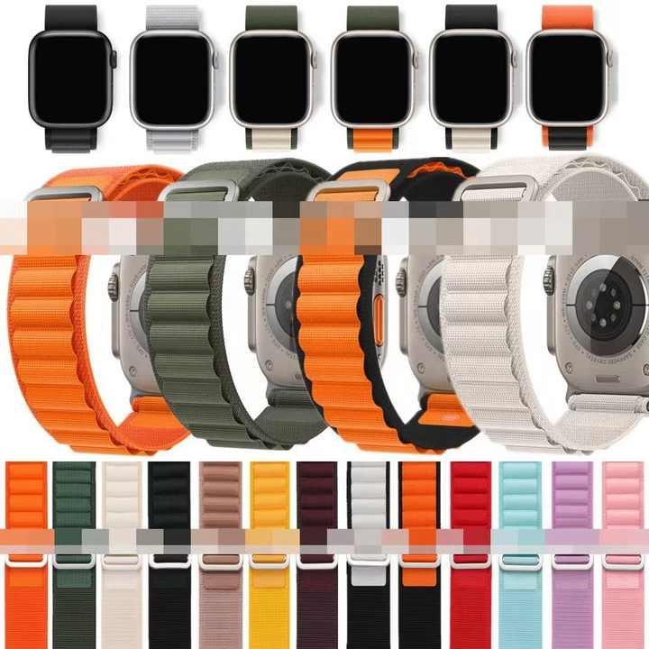 Listen Smart Metal Connector Woven Watch Band For Apple iWatch Ultra 49mm Series 8 7 41mm 44mm Alpine Nylon Watch Wristband