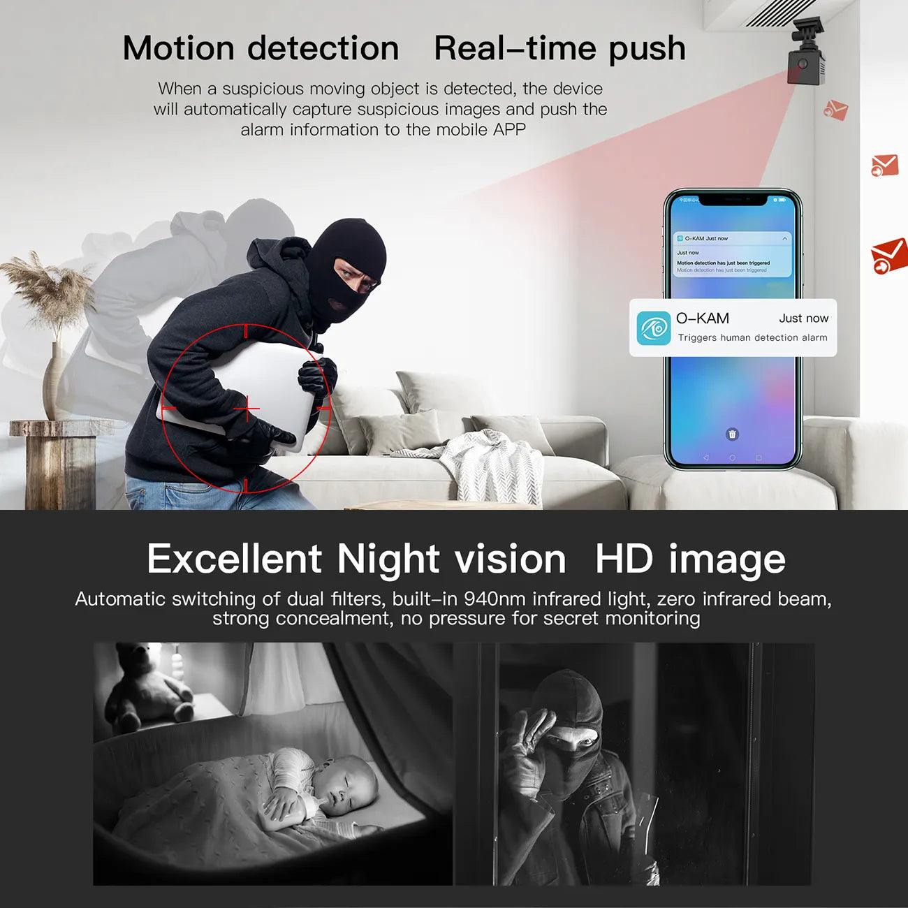 Security Camera 1080P Wireless Mini Small WiFi Nanny Camera for Home Indoor with Live Feed Motion Detection IR Night