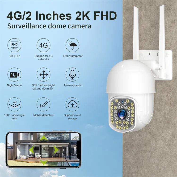 QD2W 4G 2K Rotate Humanoid Judgement Camera Motion Detection Area Detect Waterproof Alarm Push CCTV Camera