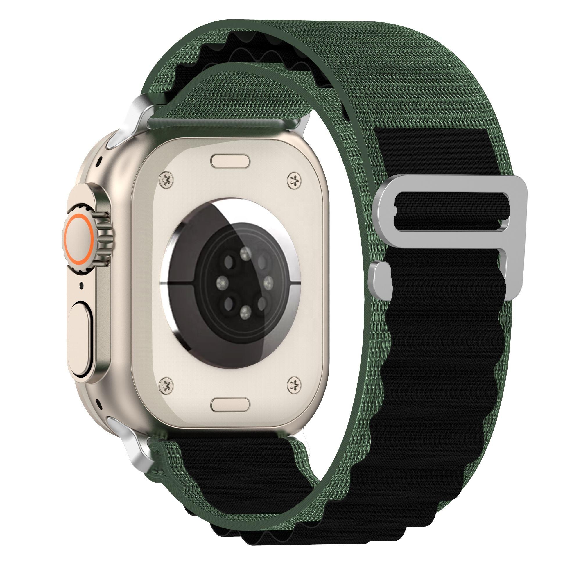 Listen Smart Metal Connector Woven Watch Band For Apple iWatch Ultra 49mm Series 8 7 41mm 44mm Alpine Nylon Watch Wristband