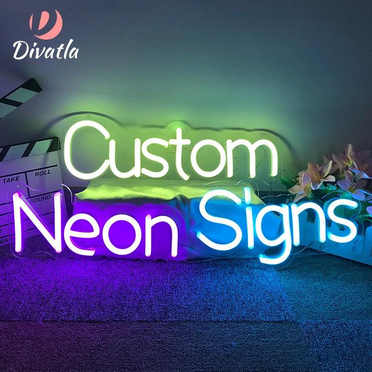 DIVATLA Customize Personalised Flex RGB Logo Letters Light Acrylic Word Indoor Decoration Event LED Custom Neon Sign