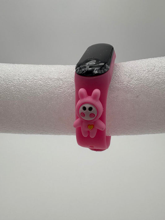 Smart Watch M8 Silicone Heart Rate Sport Watch for Kids- Pink With Pink Bunnies