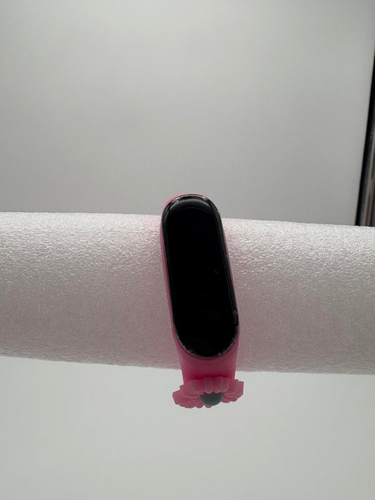 Smart Watch M8 Silicone Heart Rate Sport Watch for Kids- Pink With Flowers