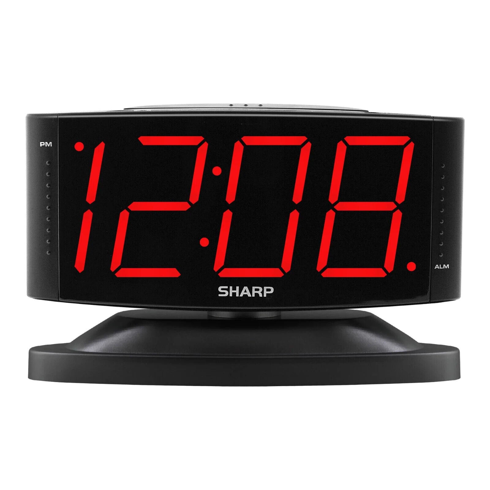 Sharp Digital Alarm Clock w/ Jumbo Display & Swivel Case, Black