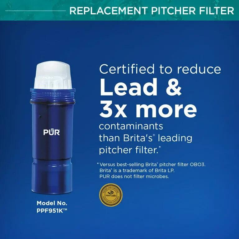 PUR Plus PPF951K3 Lead Reduction Water Pitcher Replacement Filter - 3 Pack