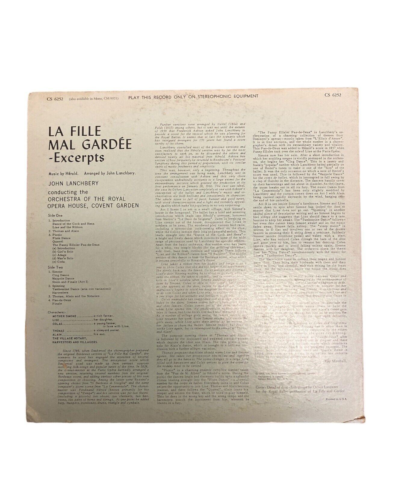 Herold-Lanchbery: La Fille Mal Gardee -Orchestra of the Royal Opera House CS6252